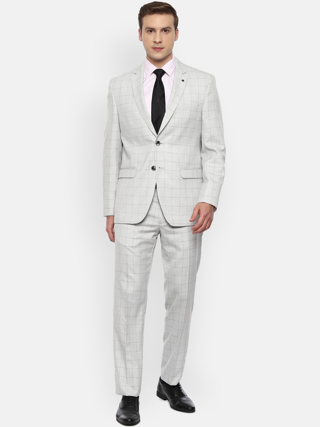 

Van Heusen Men Grey Checked Slim-Fit Single-Breasted 2-Piece Formal Suit