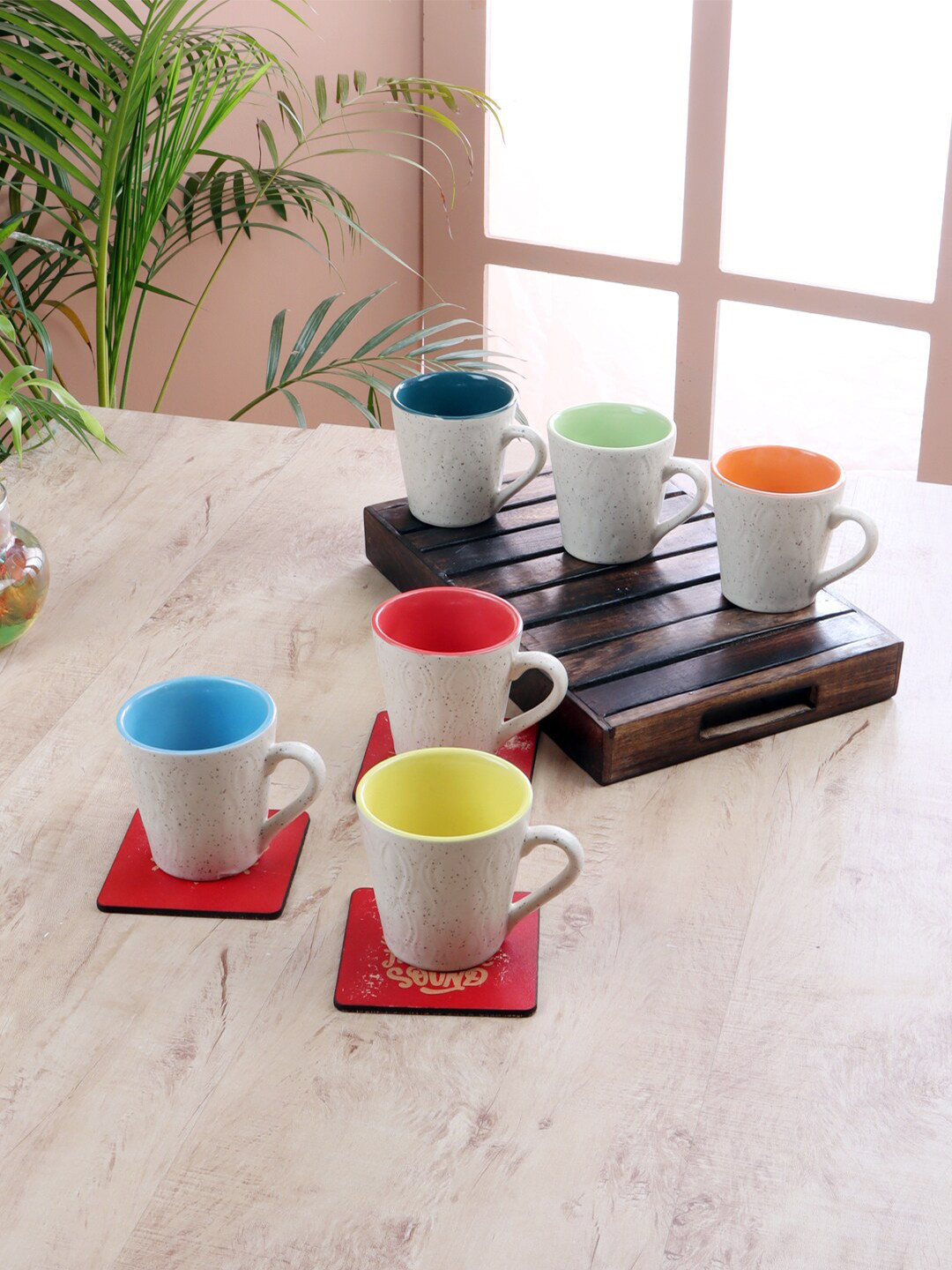 

CDI White & Blue Solid 6-Pieces Ceramic Matte Cups Set