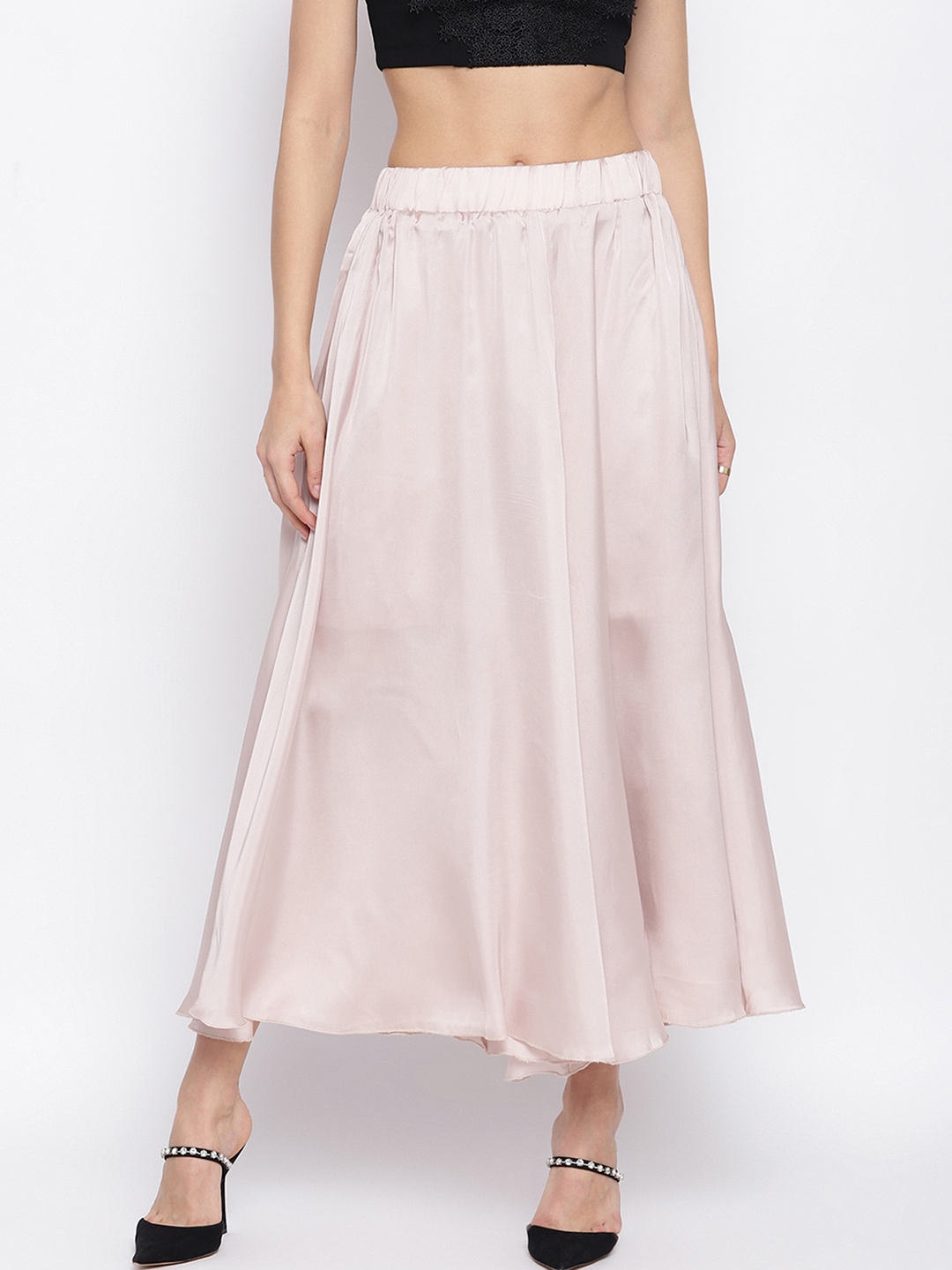 

iki chic Women Flared Satin Palazzos, Peach