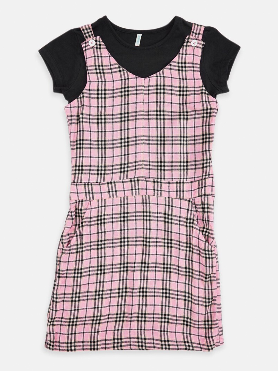 

Pantaloons Junior Girls Pink & Black T-shirt with Skirt