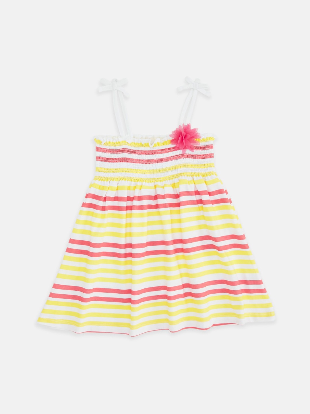 

Pantaloons Baby Girls Multicoloured Striped Cotton Empire Dress, Multi