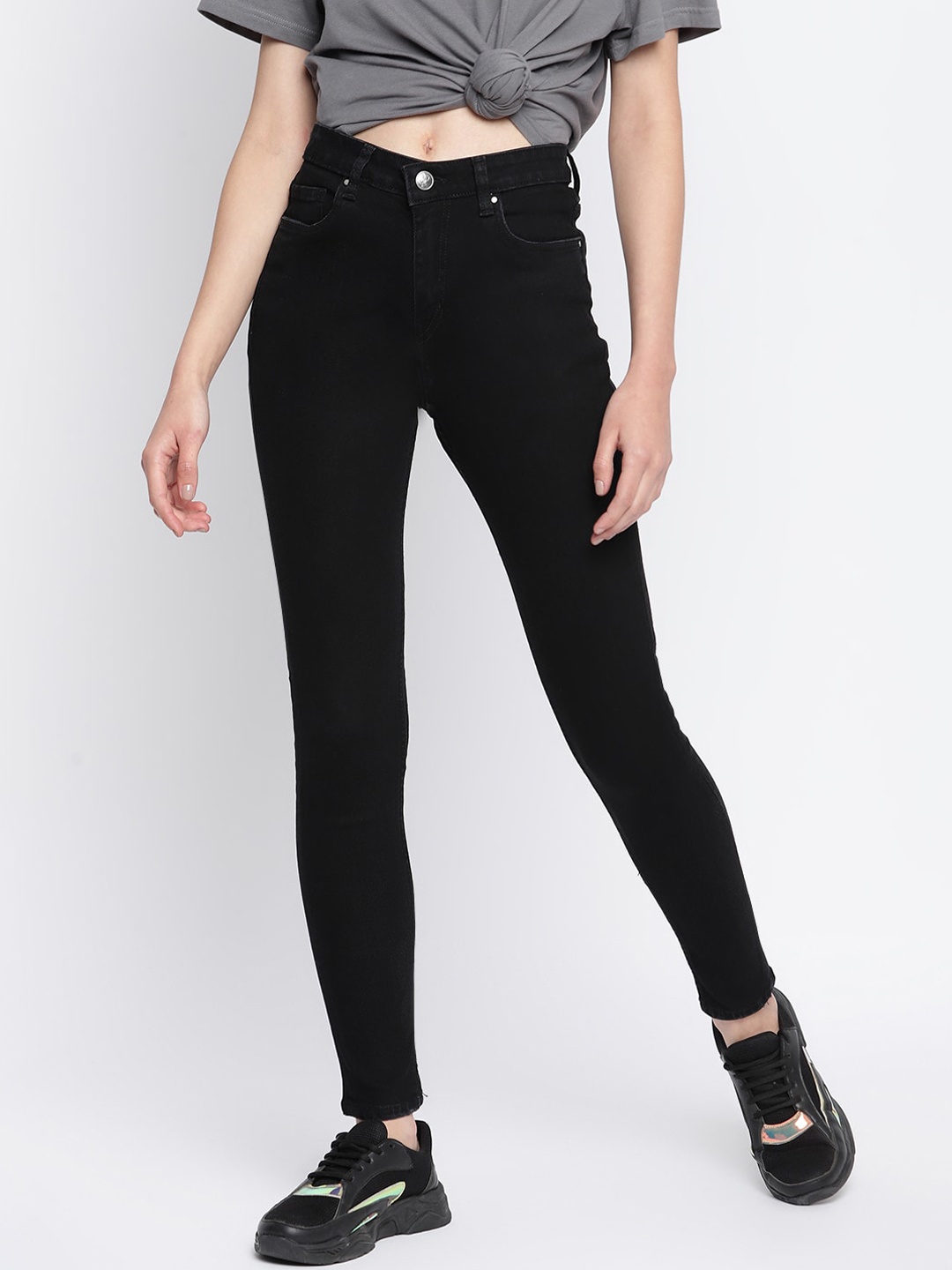 

TALES & STORIES Women Black Skinny Fit Highly Distressed Stretchable Jeans