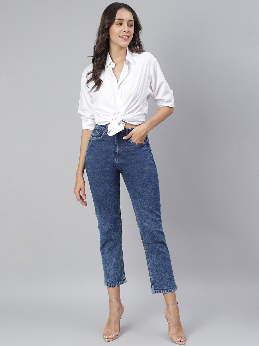 

TALES & STORIES Women Blue Light Fade Stretchable Jeans