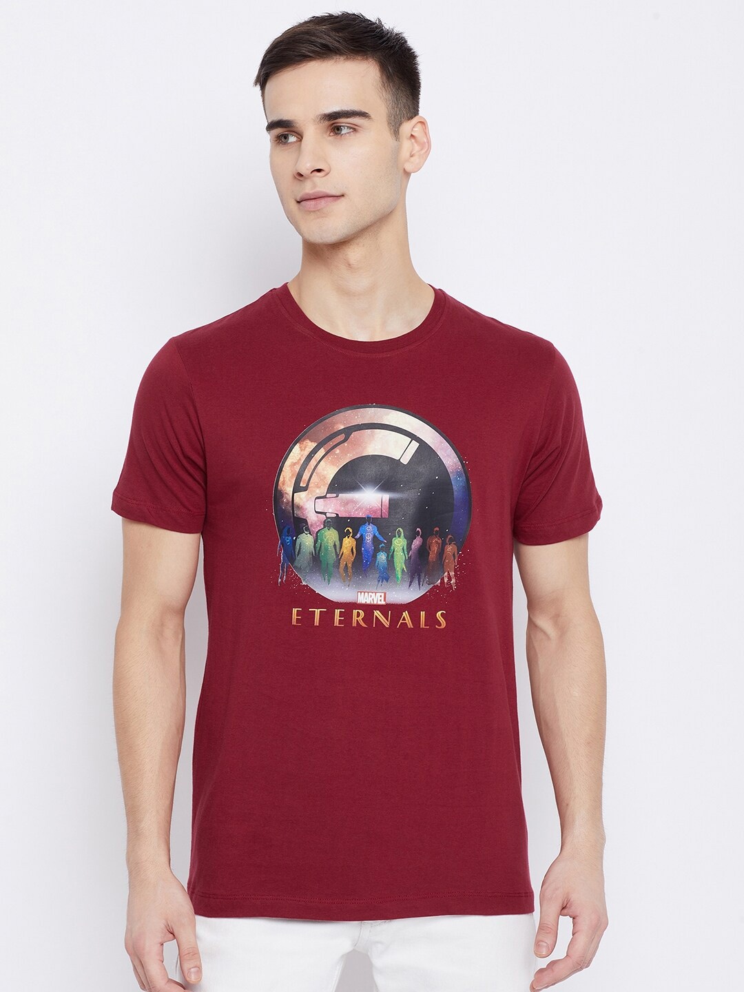 

Marvel by Wear Your Mind Men Maroon & Multicoloured Printed T-shirt