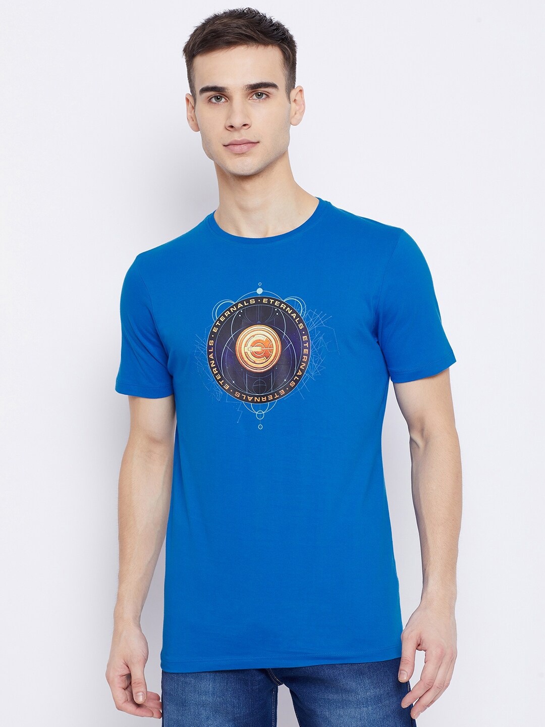 Marvel by Wear Your Mind Men Blue Eternals Pure Cotton Printed T-shirt
