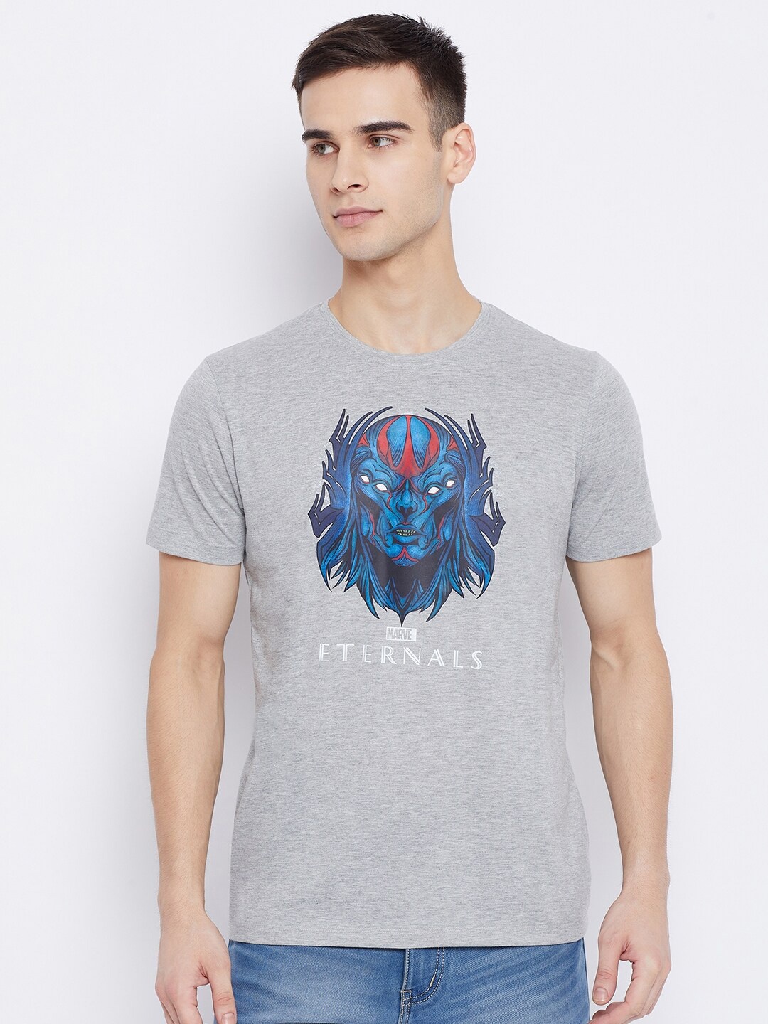 

Marvel by Wear Your Mind Men Grey Printed Cotton T-shirt