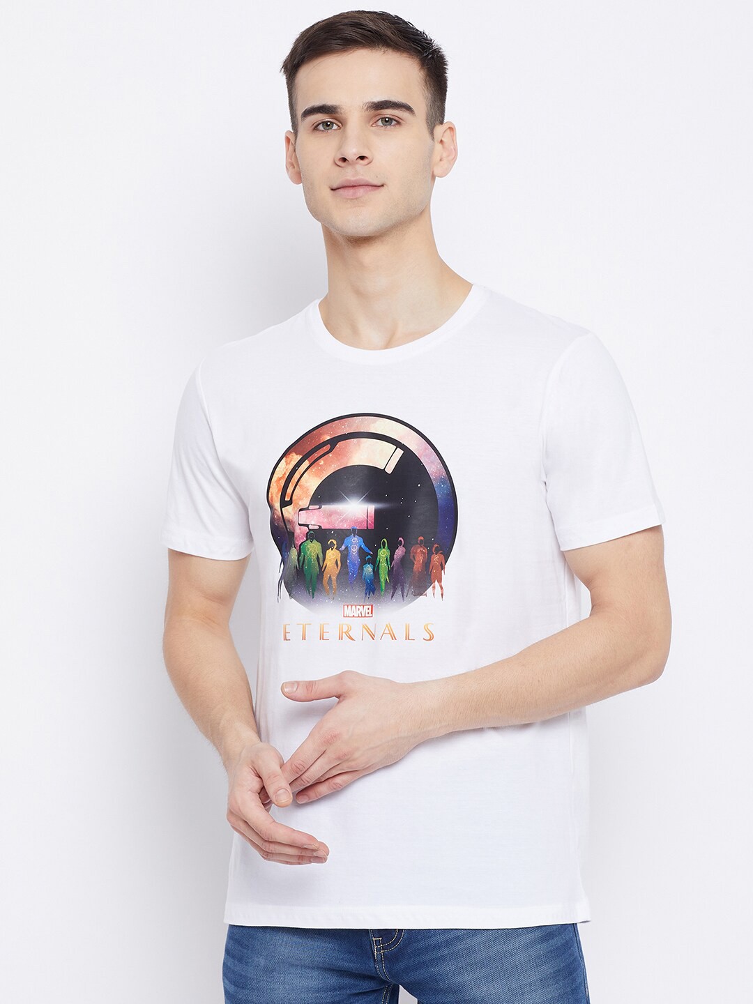 

Marvel by Wear Your Mind Men White & Multicoloured Printed T-shirt
