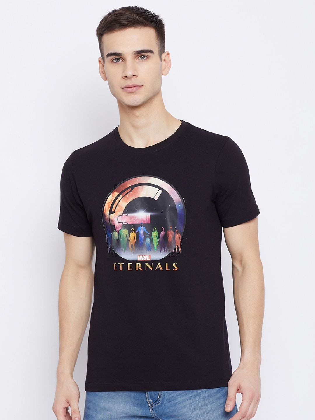 Marvel by Wear Your Mind Men Black Printed T-shirt