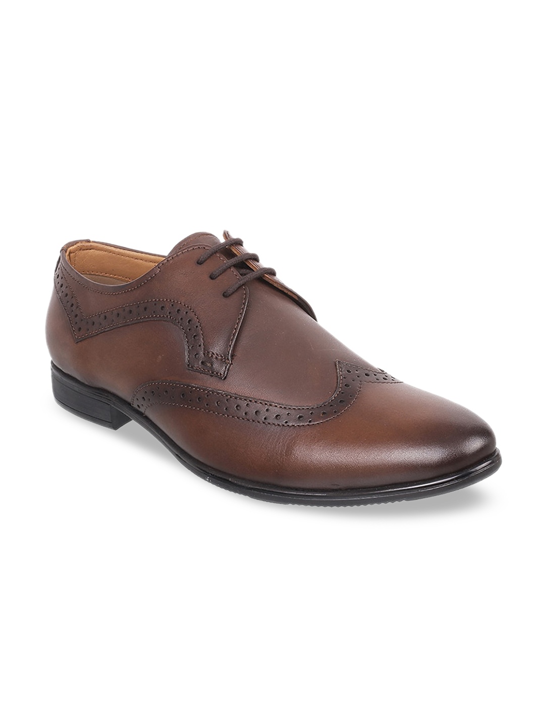 

WALKWAY by Metro Men Brown Textured Leather Formal Derbys