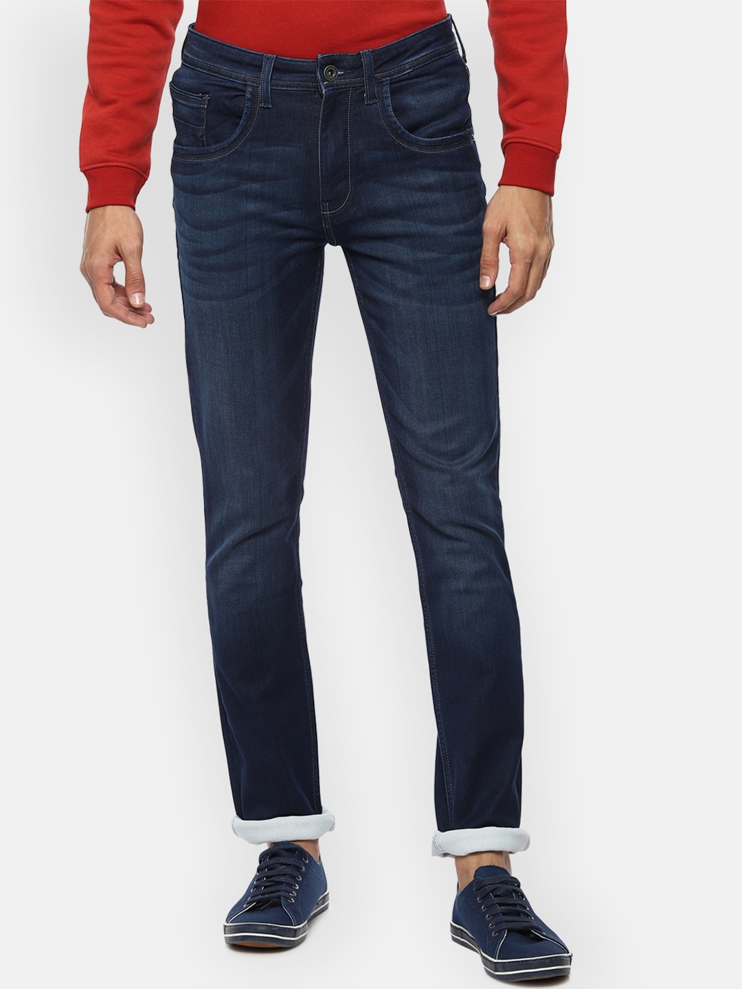 

VAN HEUSEN DENIM LABS Men Navy Blue Slim Fit Light Fade Jeans