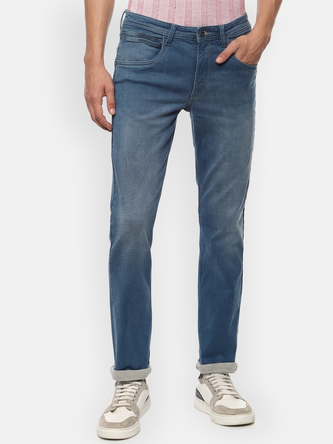 

VAN HEUSEN DENIM LABS Men Navy Blue Slim Fit Light Fade Jeans