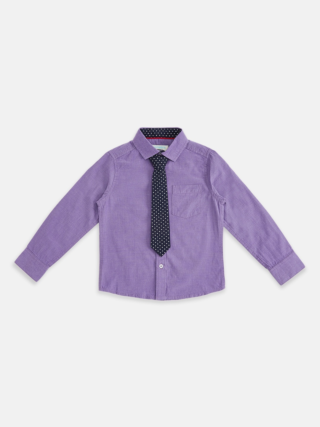 

Pantaloons Junior Boys Purple Opaque Pure Cotton Casual Shirt