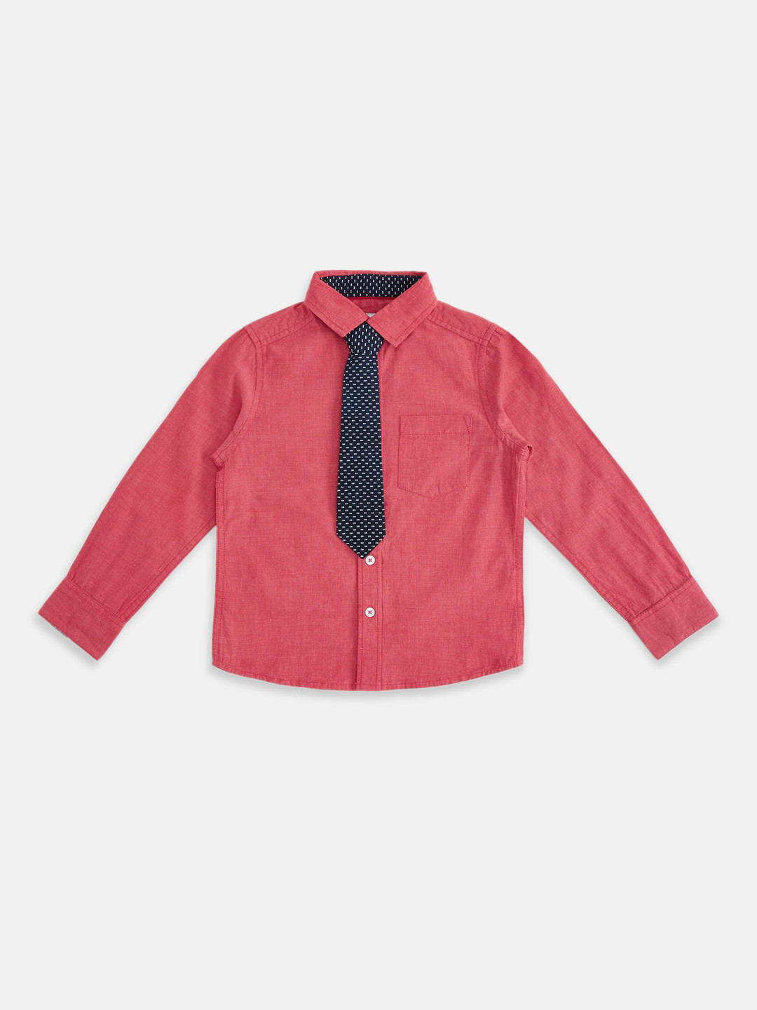

Pantaloons Junior Boys Red Printed Regular Fit Casual Shirt