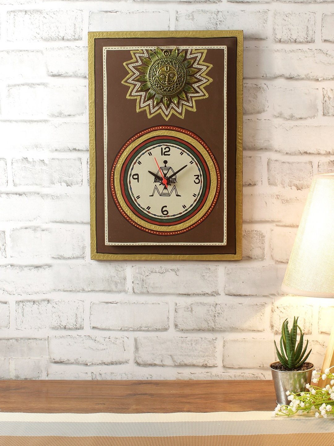 

Aapno Rajasthan Brown & Green Printed Contemporary Wall Clock