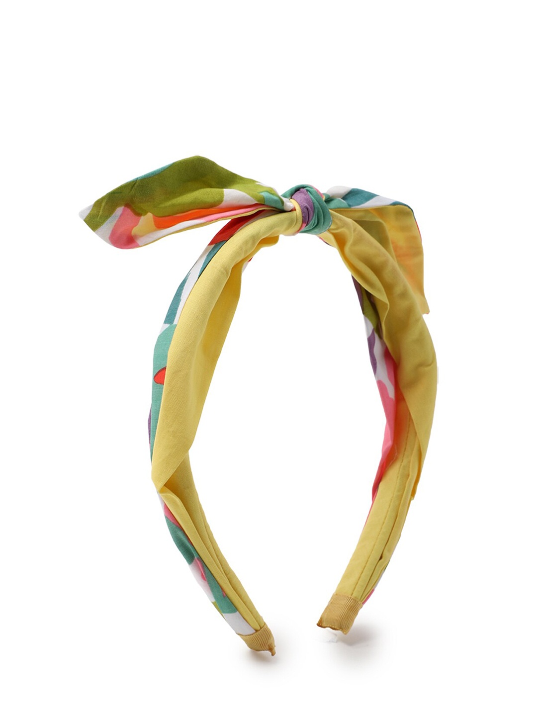 

FOREVER 21 Women Yellow & Green Colourblocked Bow Hairband