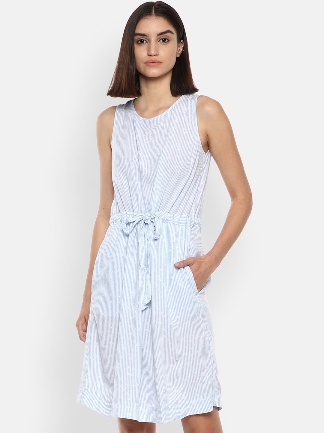 

Van Heusen Woman Blue Striped A-Line Dress