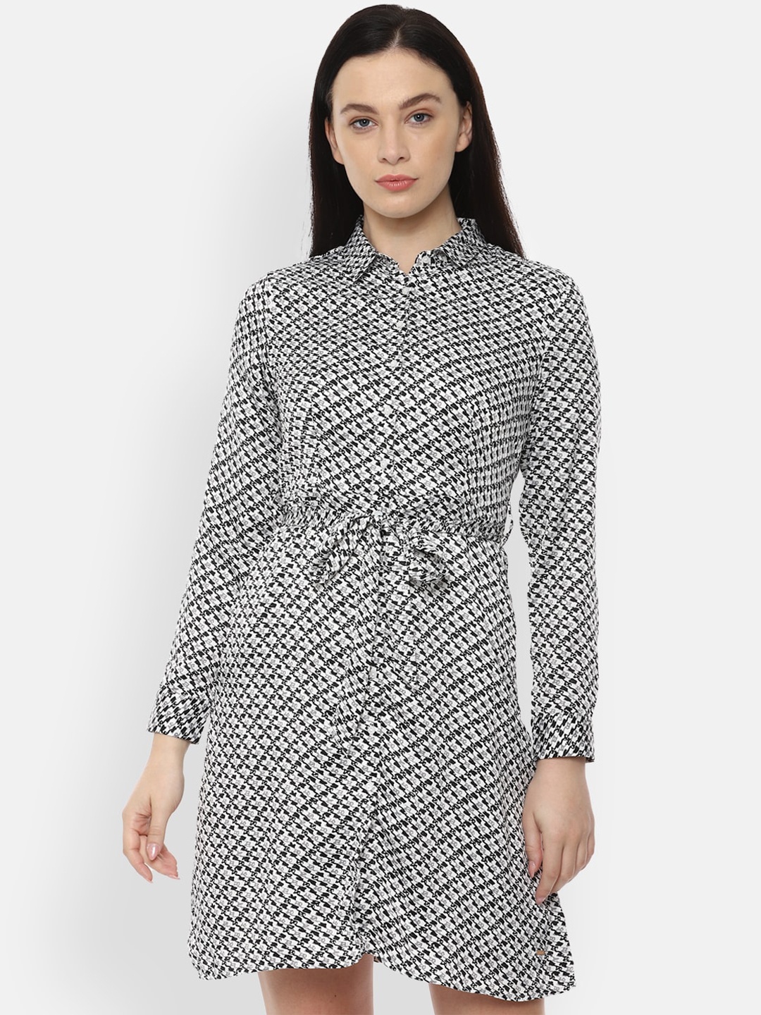 

Van Heusen Woman White & Grey Printed Shirt Dress