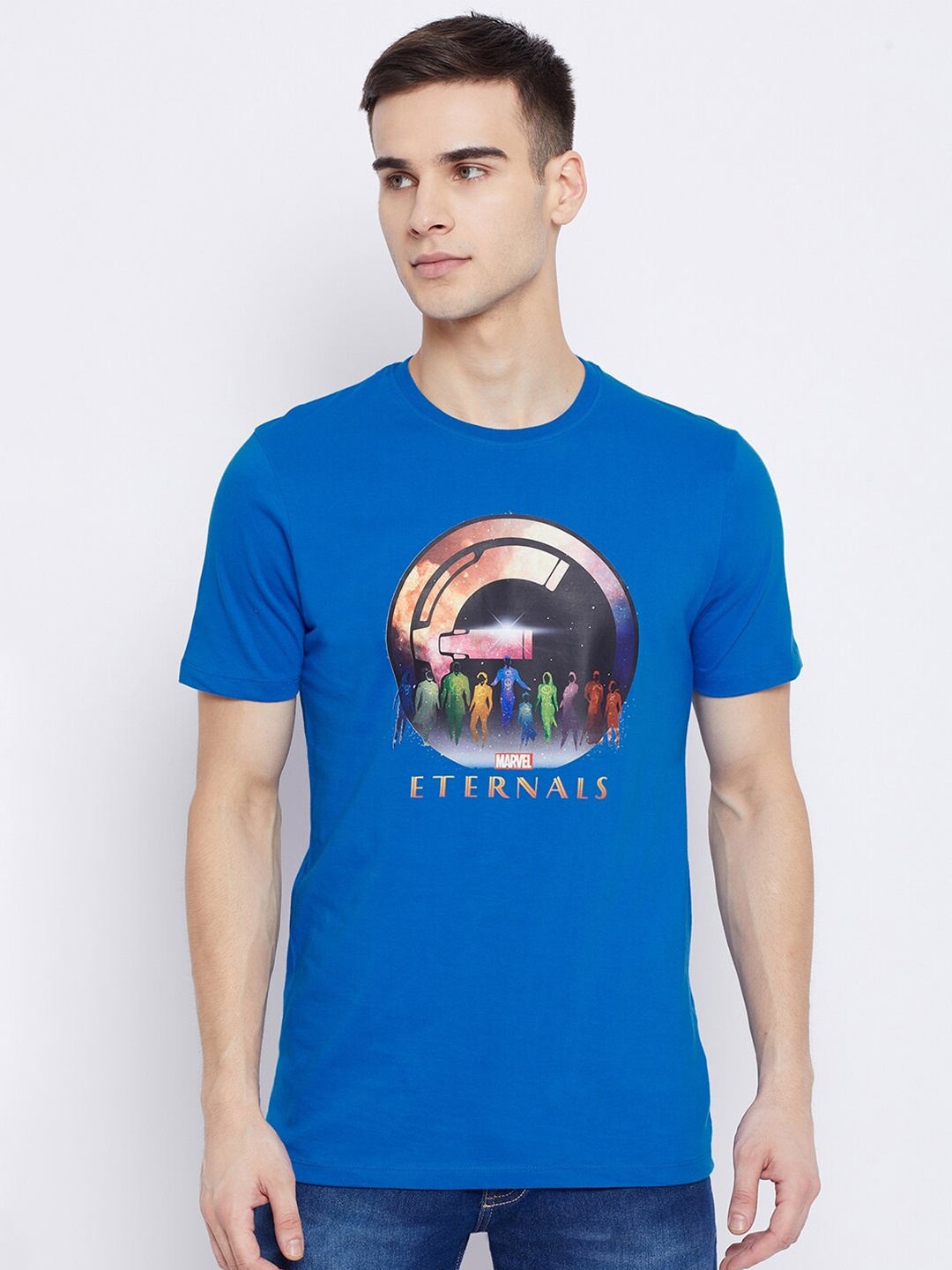 

Marvel by Wear Your Mind Men Blue Eternals Printed Pure Cotton T-shirt