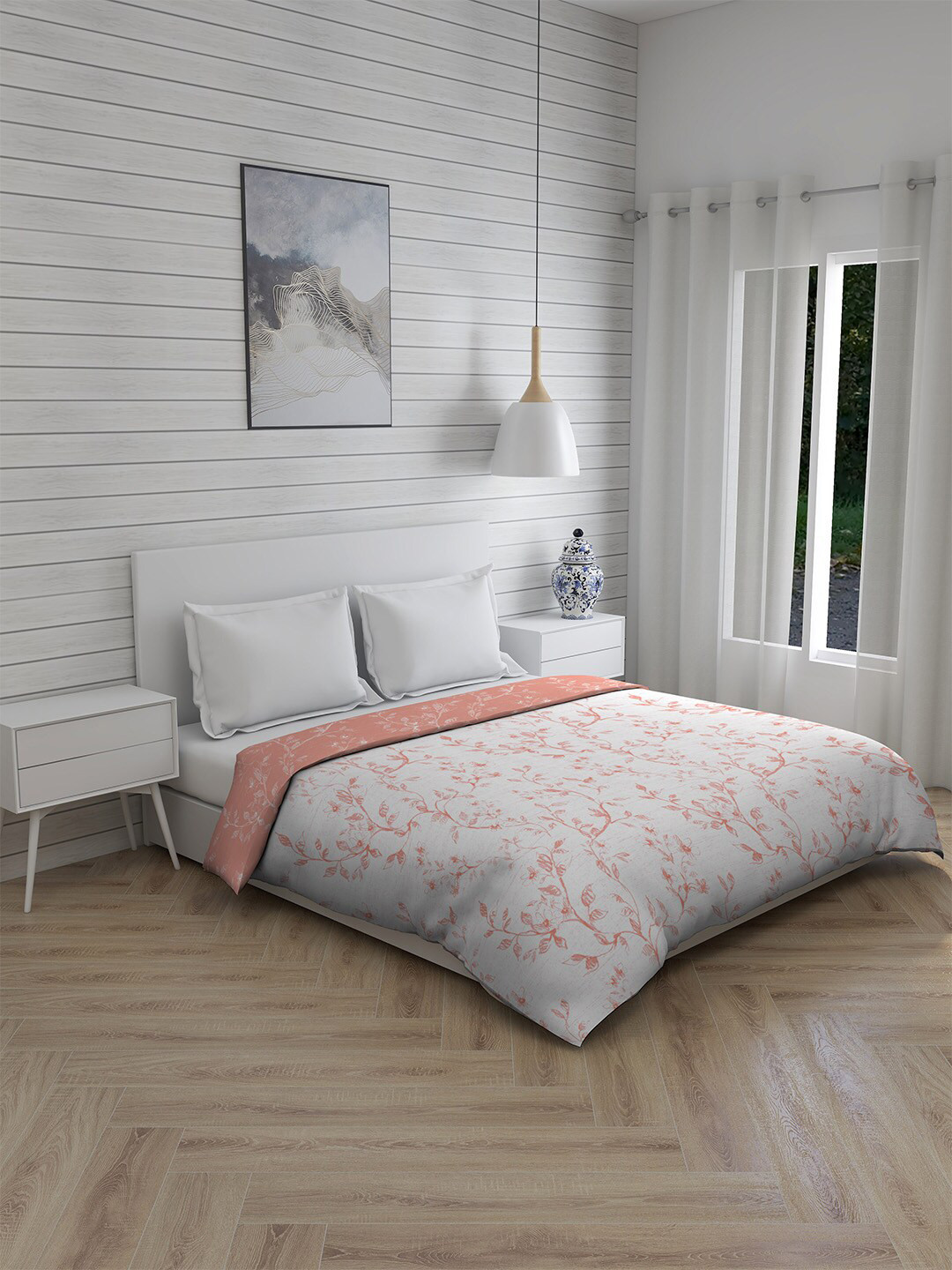 

Boutique Living India Coral & White Floral AC Room 120 GSM Double Bed Comforter