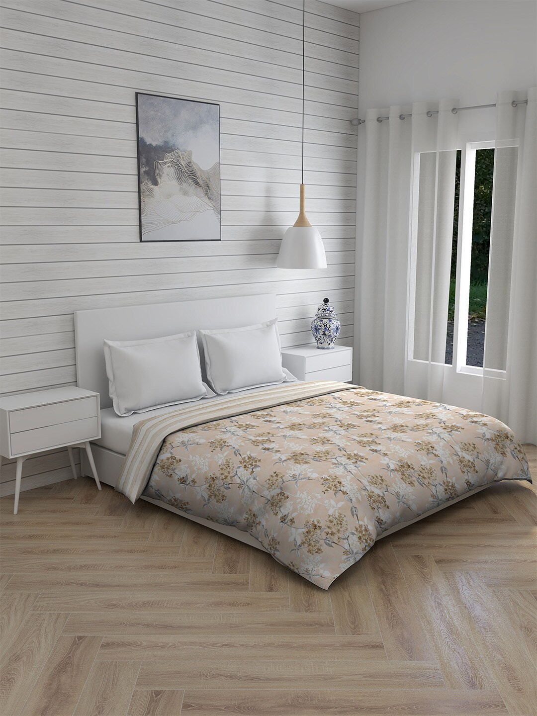 

Boutique Living India Beige & White Floral AC Room 120 GSM Double Bed Comforter