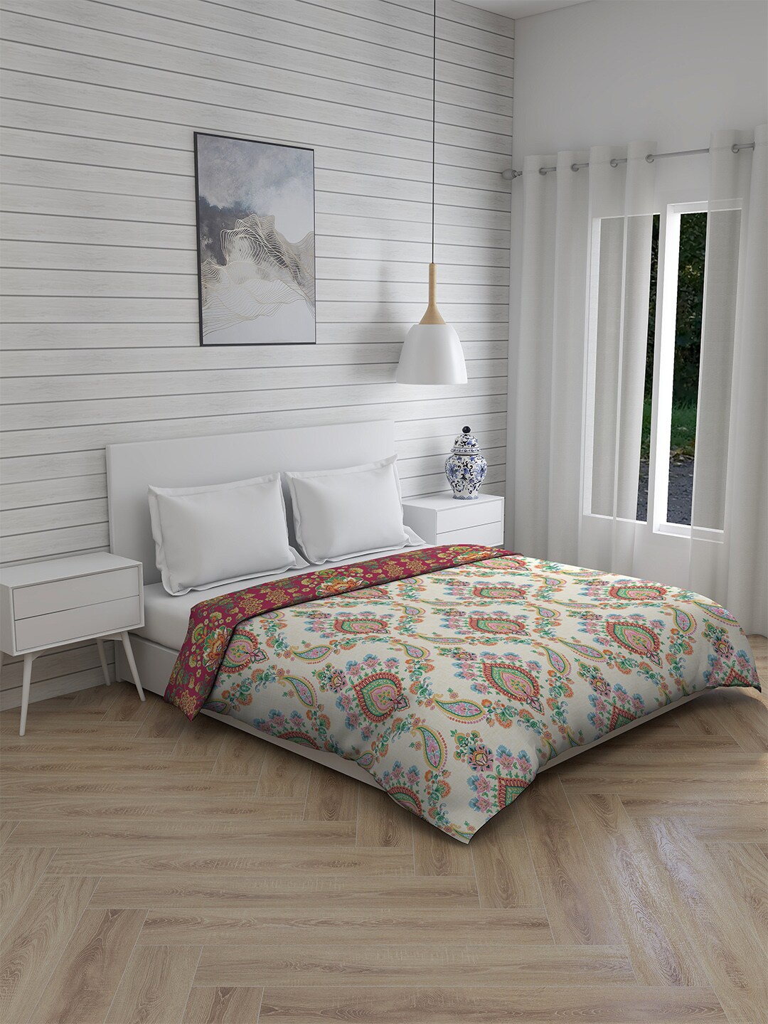 

Boutique Living India Pink & Green Ethnic Motifs AC Room 120 GSM Double Bed Comforter