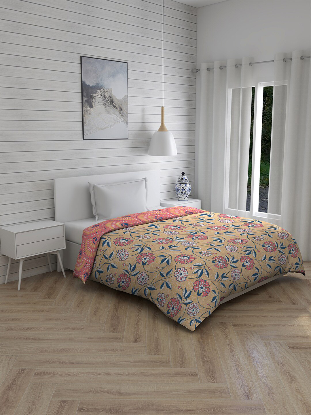 

Boutique Living India Pink & Yellow Floral AC Room 120 GSM Single Bed Comforter