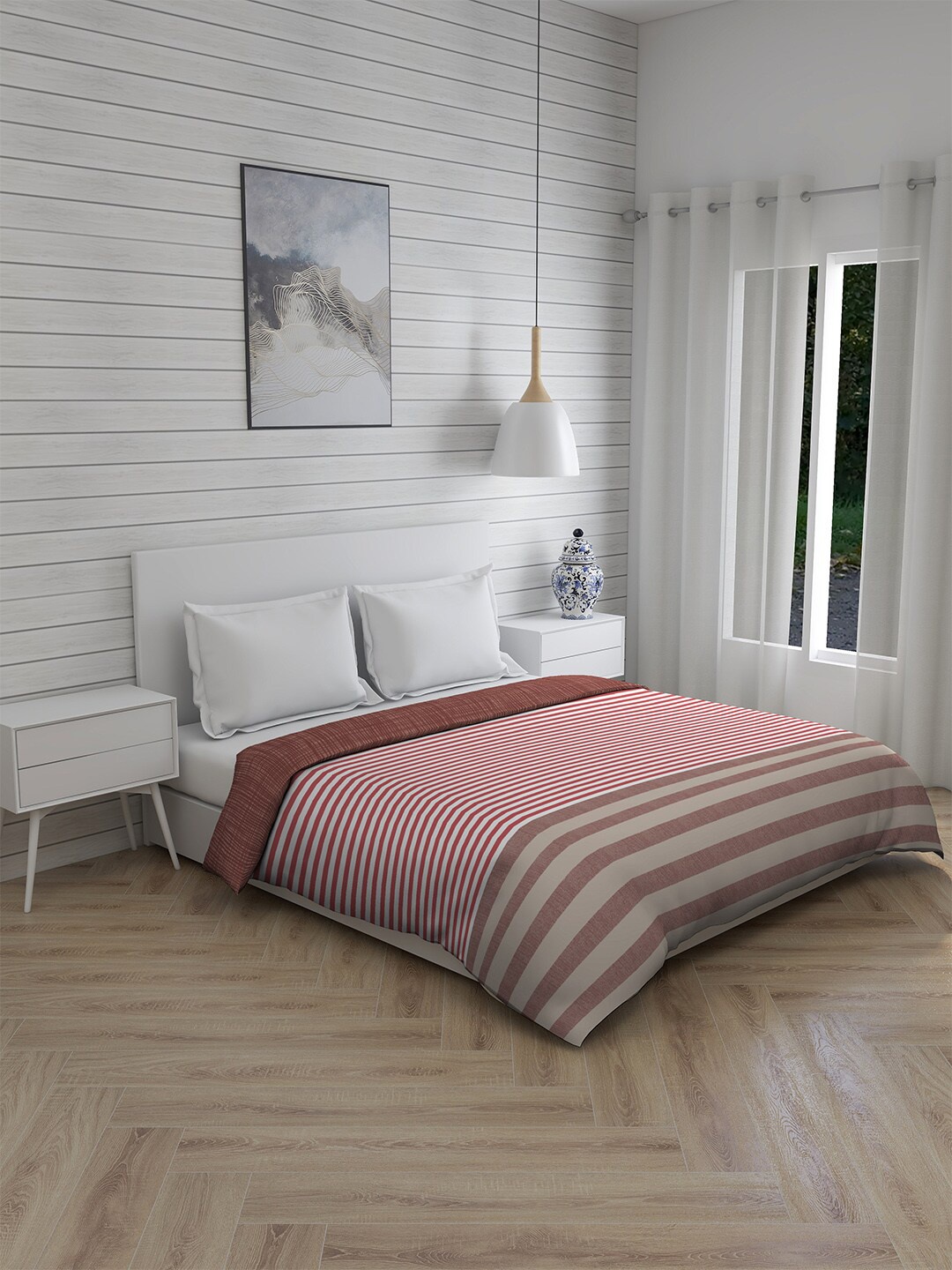 

Boutique Living India Red & White Striped AC Room 120 GSM Double Bed Comforter