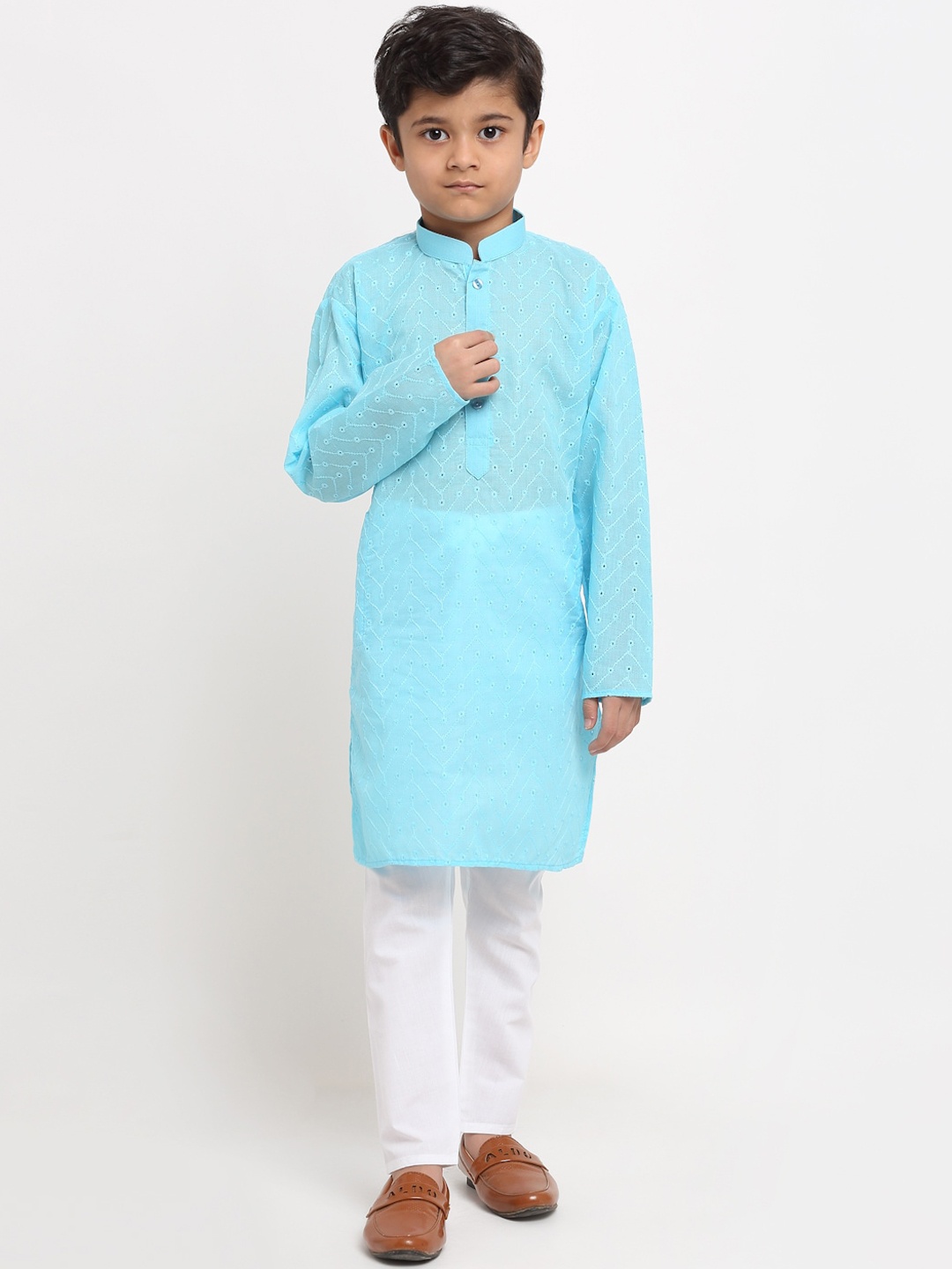 

KRAFT INDIA Boys Blue Thread Work Kurta