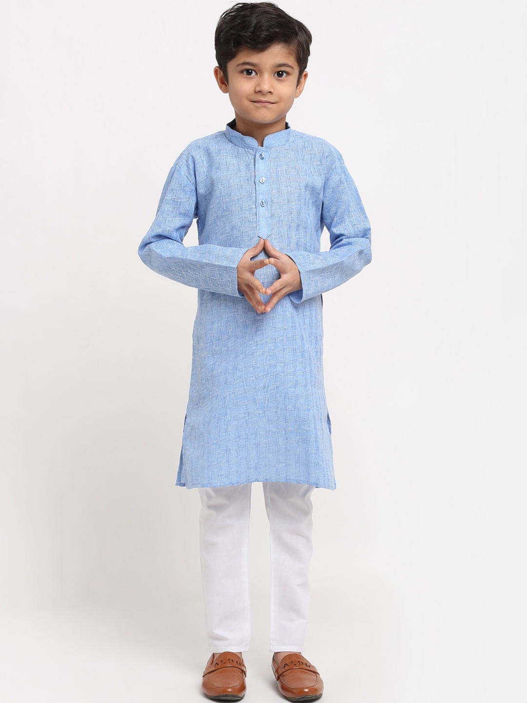 

KRAFT INDIA Boys Blue Checked Kurta