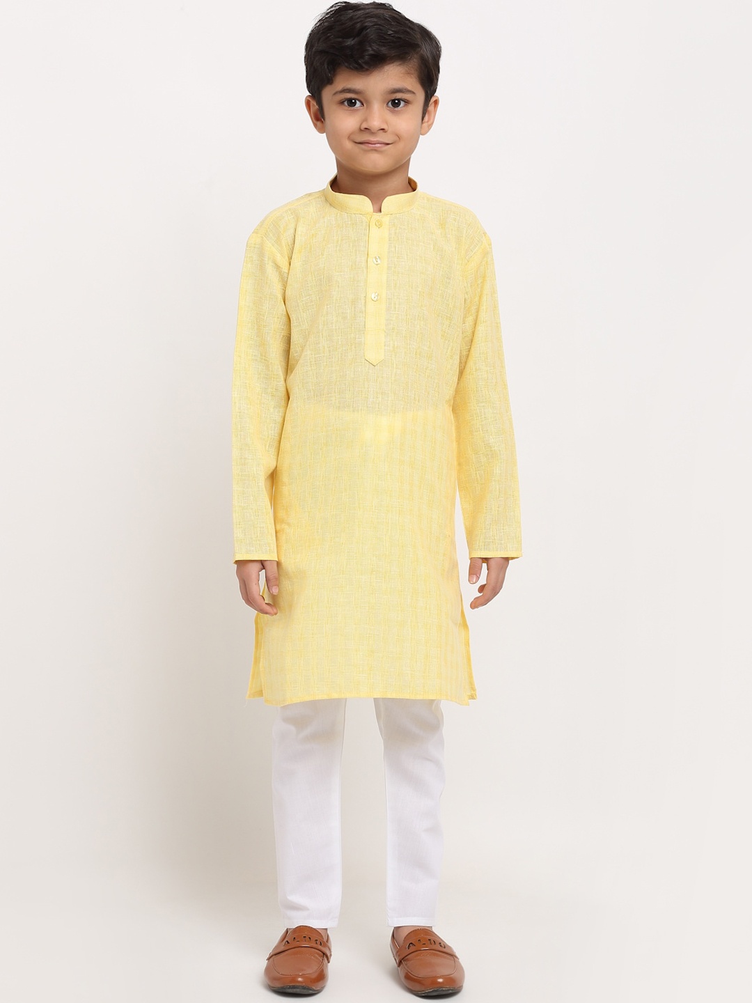 

KRAFT INDIA Boys Yellow Thread Work Cotton Kurta