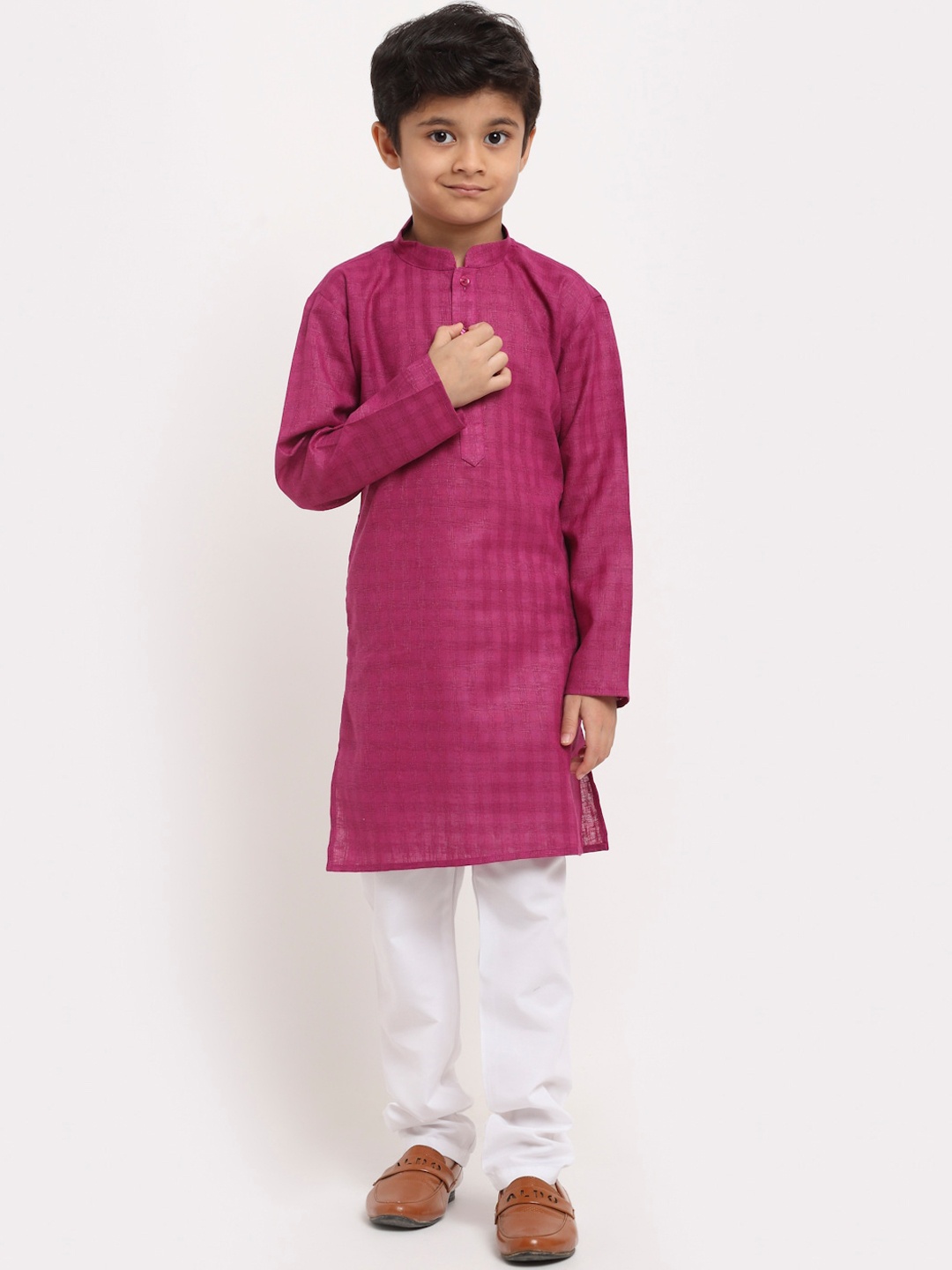 

KRAFT INDIA Boys Purple Checked Cotton Kurta