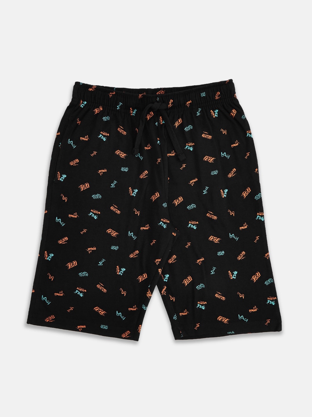 

Pantaloons Junior Boys Black Printed Regular Shorts