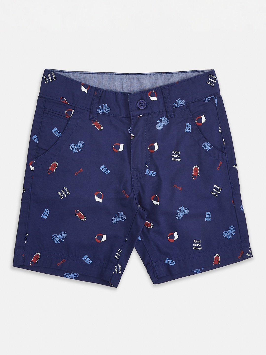 

Pantaloons Junior Boys Navy Blue Printed Regular Shorts