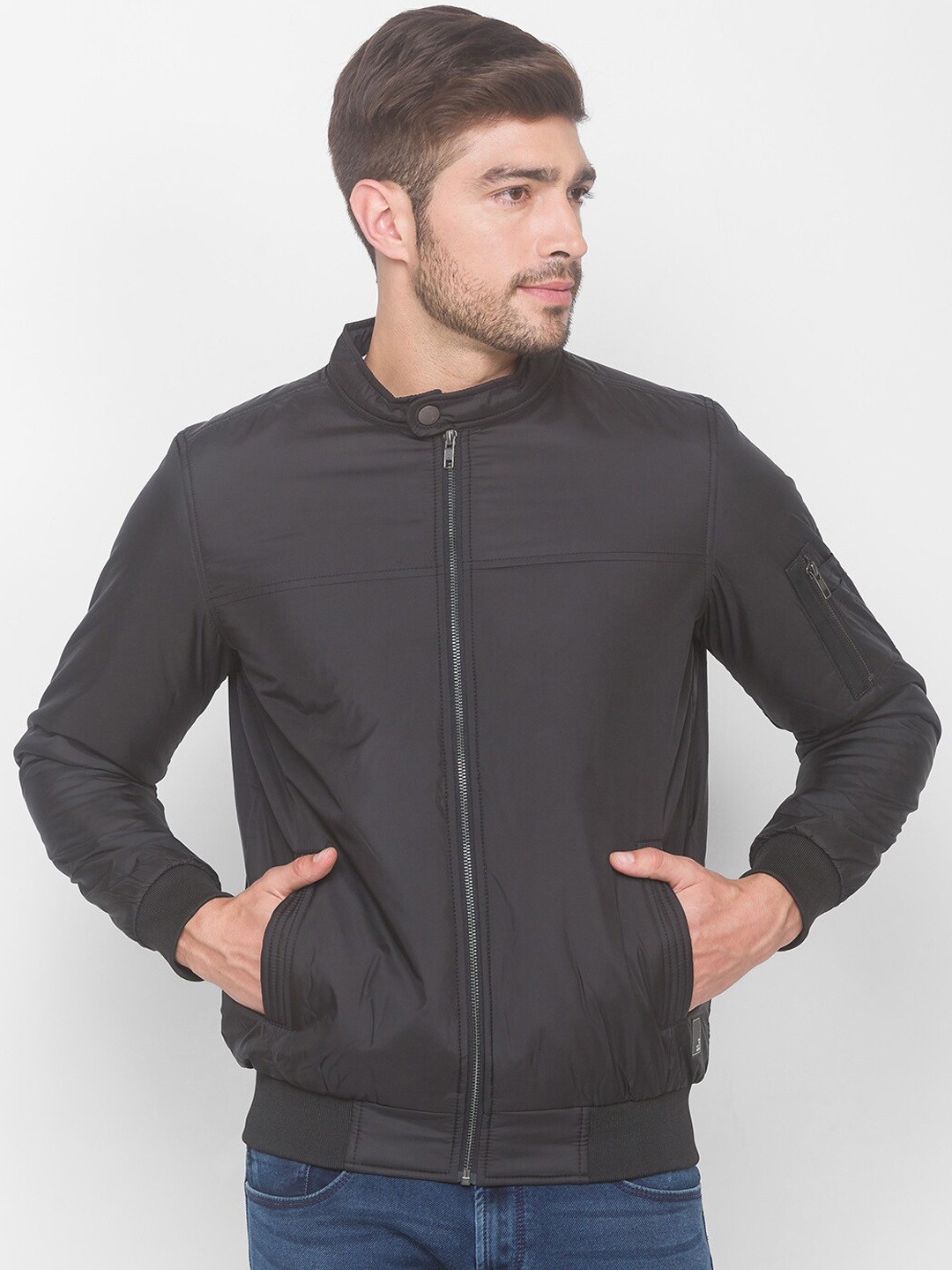 

SPYKAR Men Black Bomber Jacket