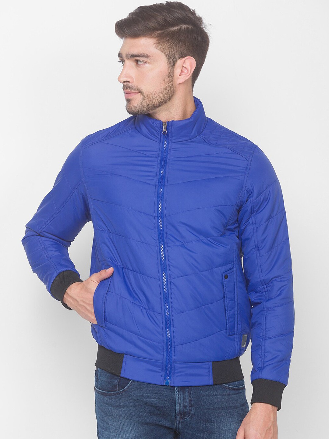 

SPYKAR Men Blue Bomber Jacket