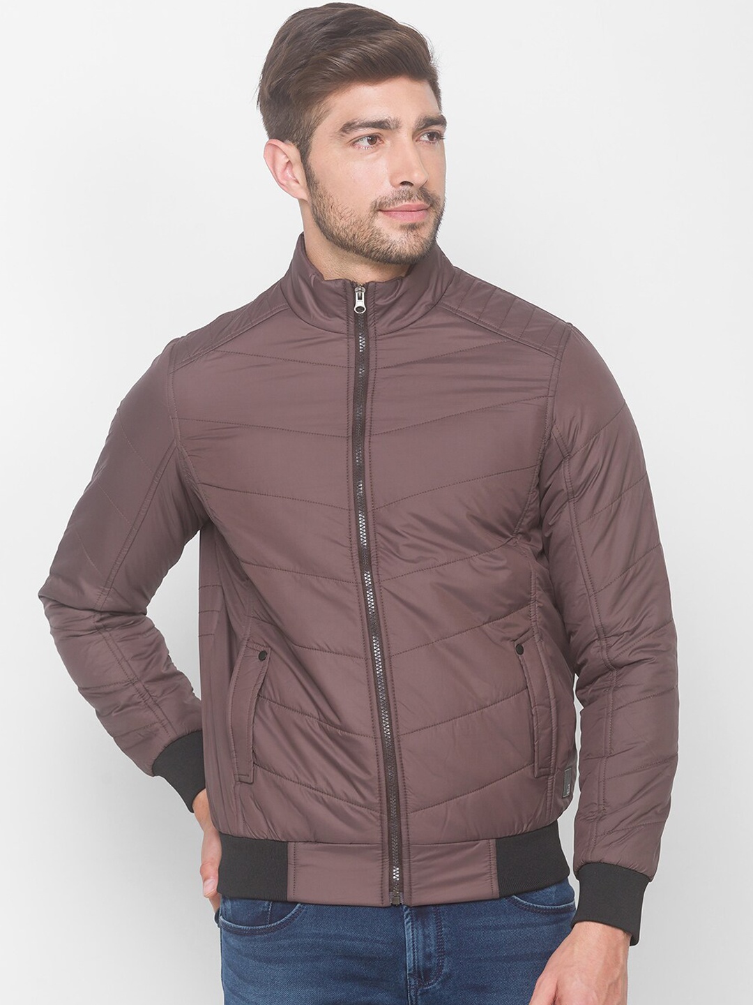 

SPYKAR Men Brown Puffer Jacket