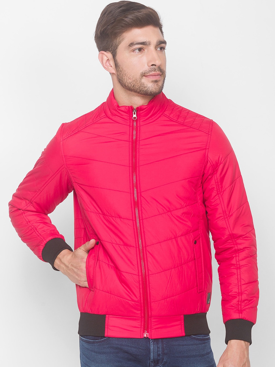 

SPYKAR Men Red Bomber Jacket