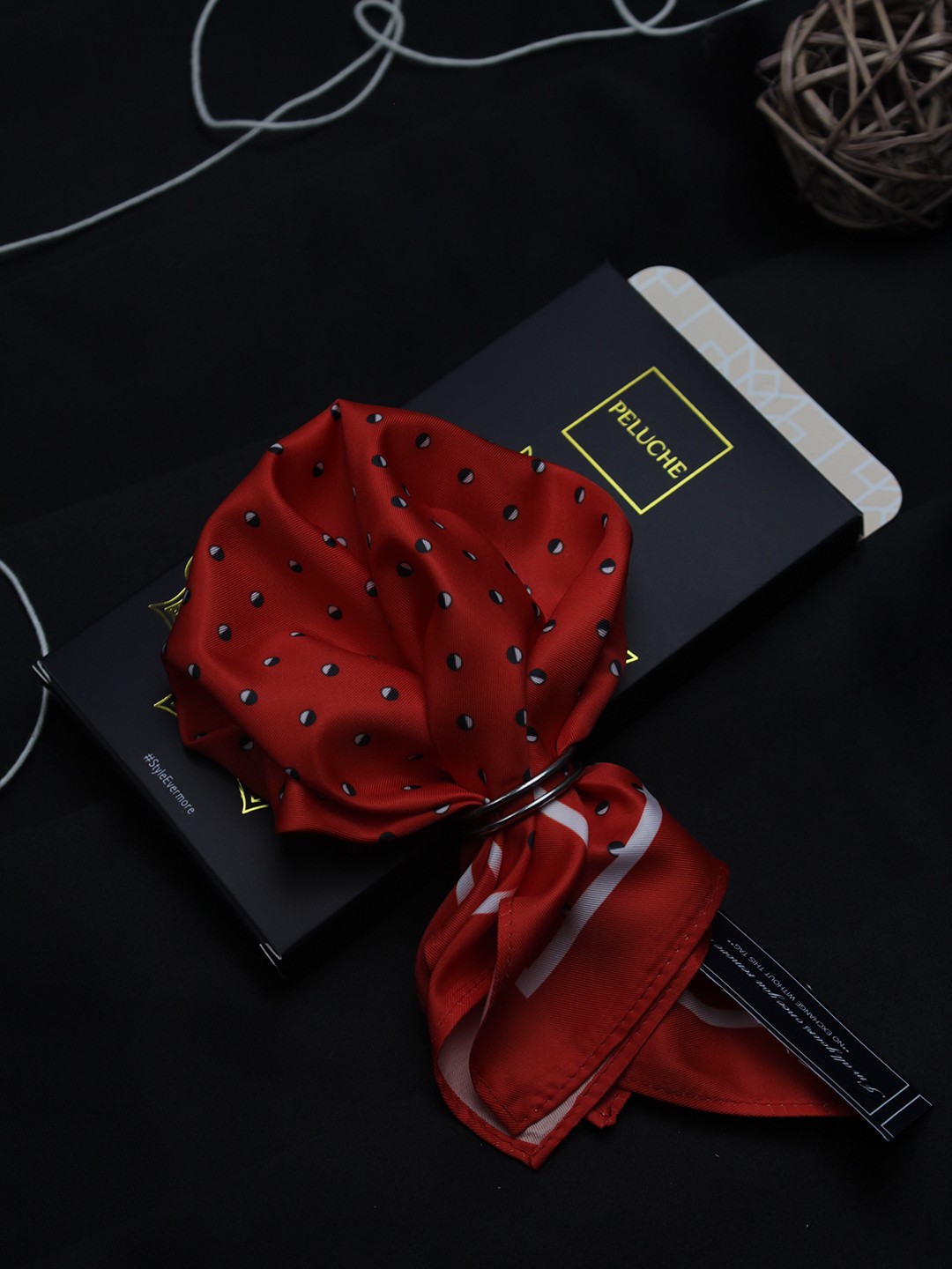 

PELUCHE Men Red & Black Polka Dots Pocket Square