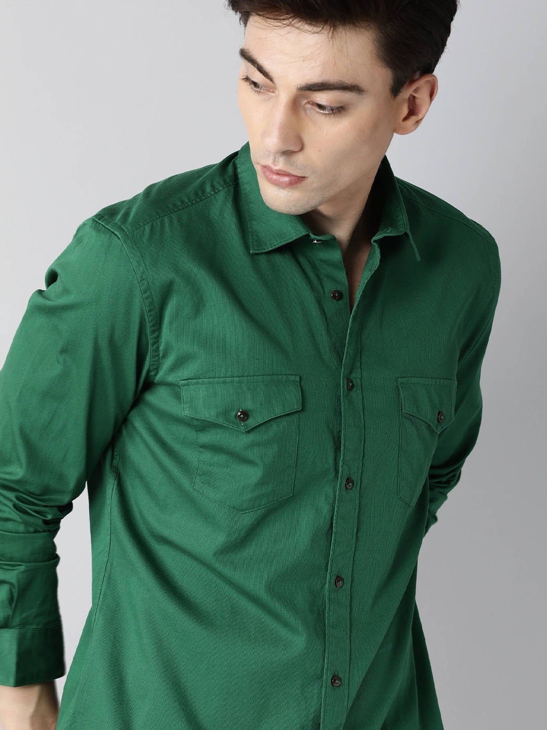 

RARE RABBIT Men Green Slim Fit Opaque Casual Cotton Shirt
