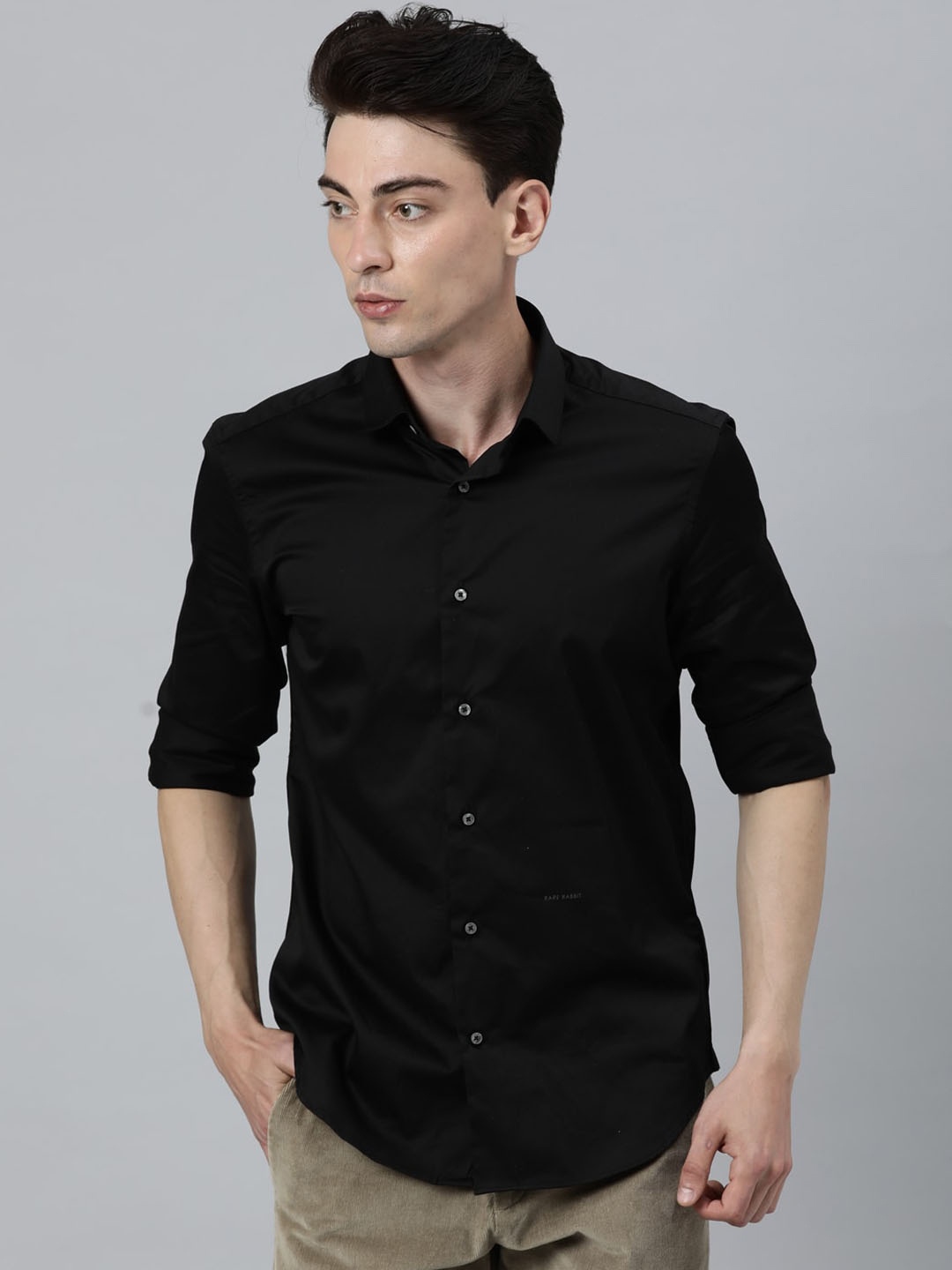 

RARE RABBIT Men Bang Slim Fit Shirt, Black