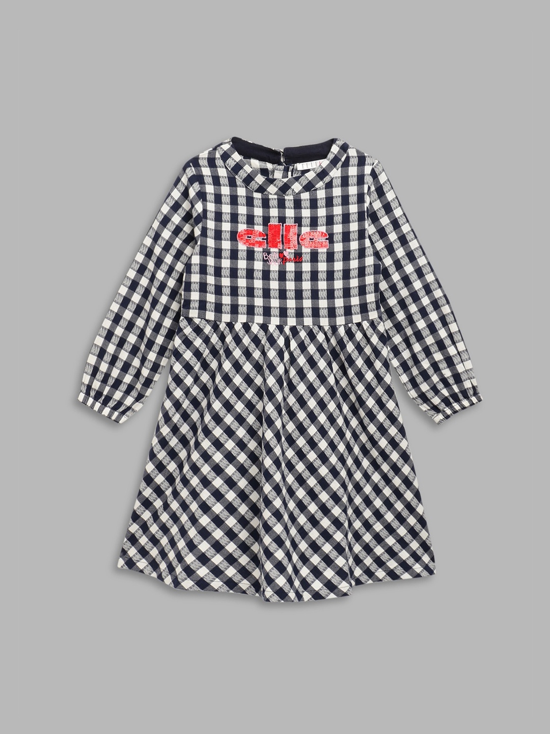 

ELLE Girls White & Blue Checked A-Line Dress