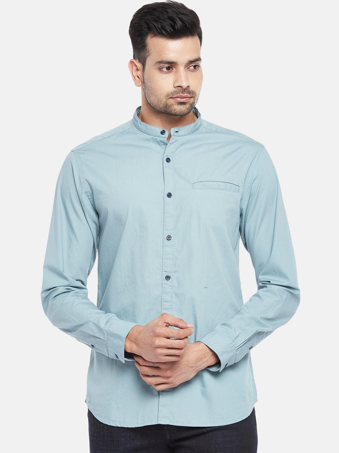 

BYFORD by Pantaloons Men Blue Slim Fit Opaque Casual Shirt
