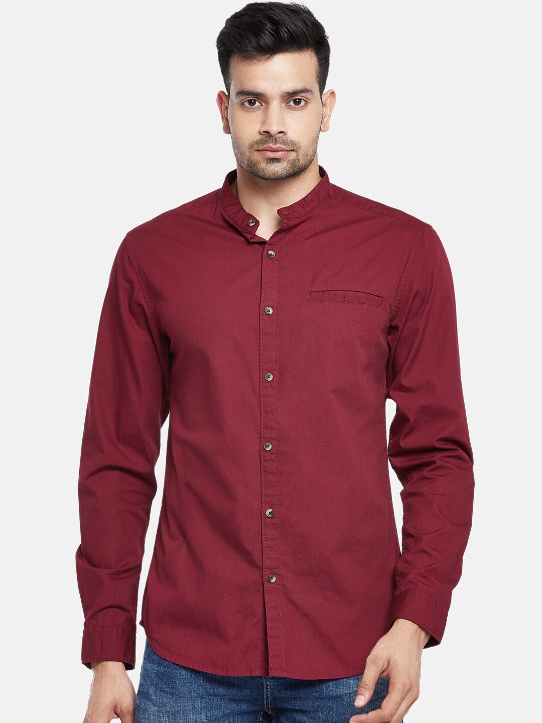 

BYFORD by Pantaloons Men Red Slim Fit Opaque Casual Cotton Shirt