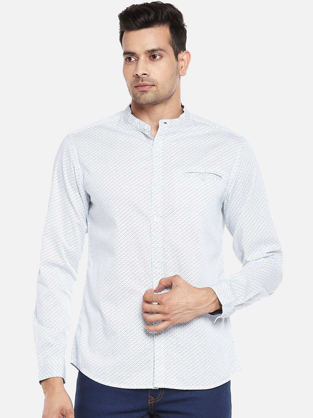 

BYFORD by Pantaloons Men White Slim Fit Opaque Printed Casual Shirt
