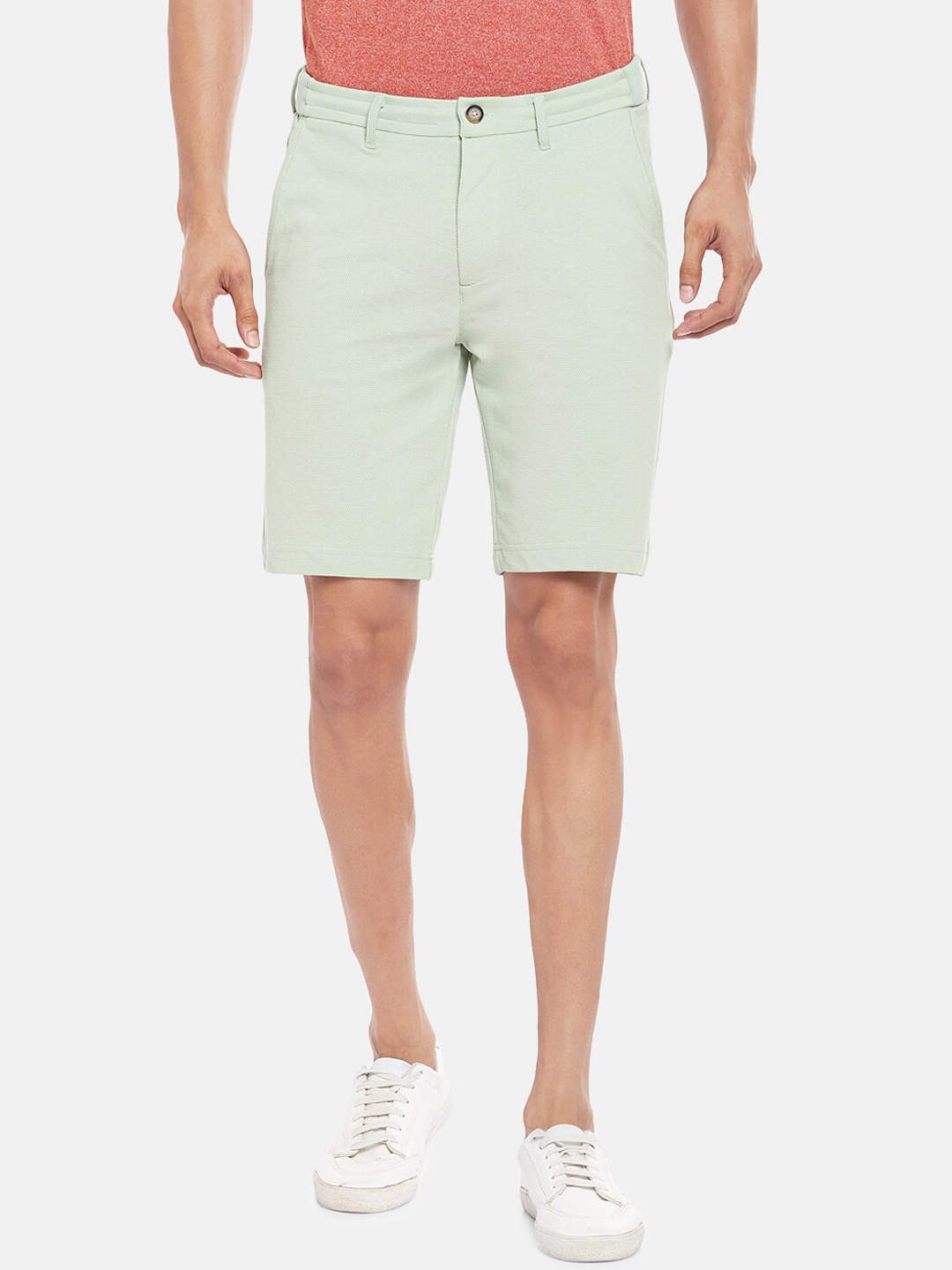 

BYFORD by Pantaloons Men Green Slim Fit Low-Rise Chino Shorts