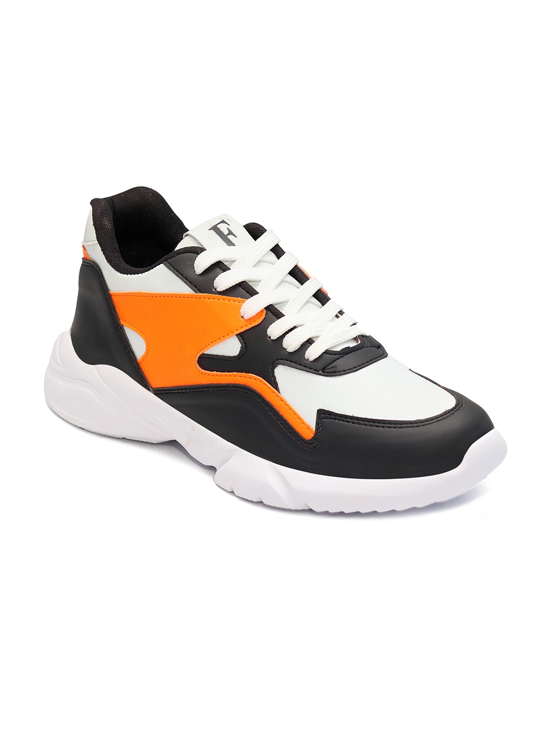

Ferraiolo Men White & Orange Colourblocked Nubuck Sneakers
