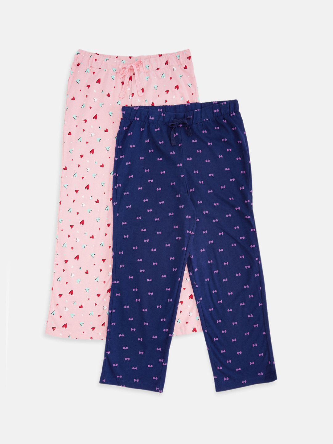 

Pantaloons Junior Girls Pack of 2 Printed Cotton Lounge Pants, Navy blue