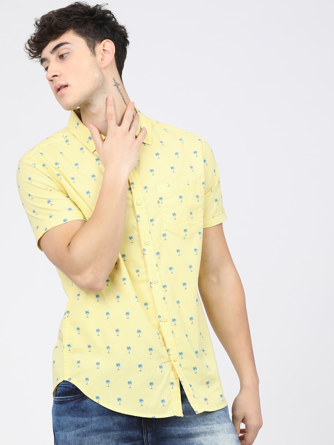 

KETCH Slim Fit Printed Casual Cotton Shirt, Yellow
