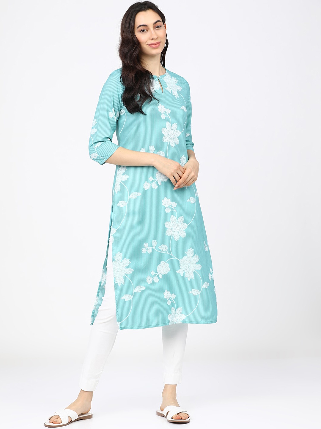 

KETCH Women Sea Green Floral Printed Kurta