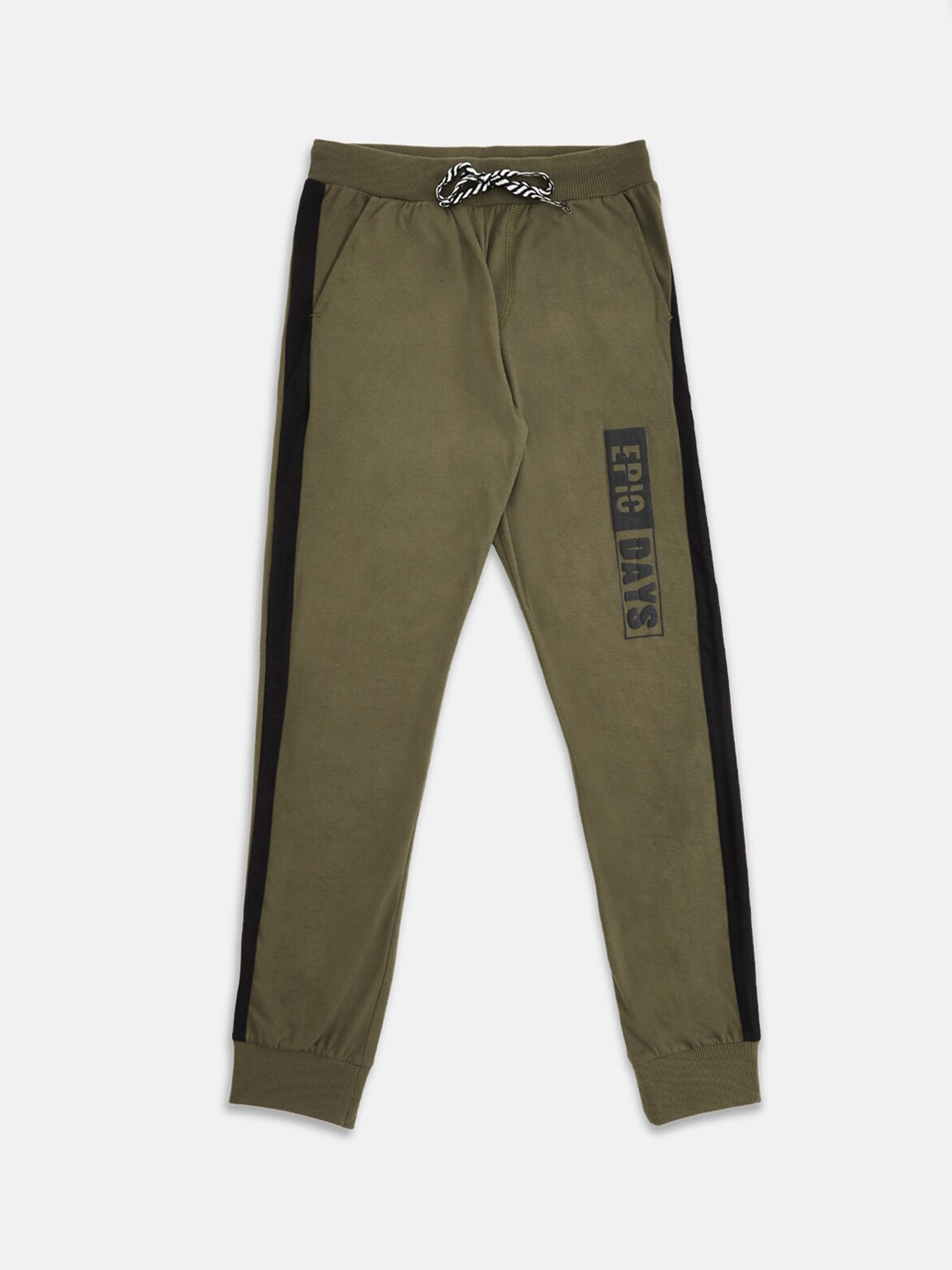 

Pantaloons Junior Boys Olive-Green Solid Pure Cotton Joggers